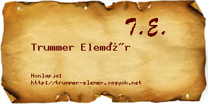 Trummer Elemér névjegykártya